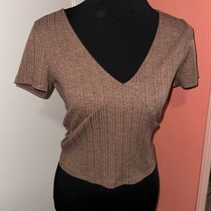 V-Neck Brown Top